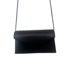 Evening cocktail satin bag purse cord strap formal party clutch black